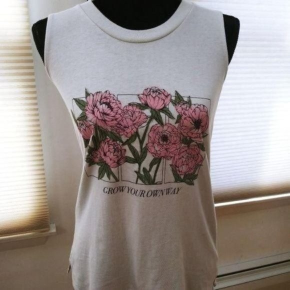 Nwt Women's Graphic Floral Muscle Tee Grow - Picture 8 of 8